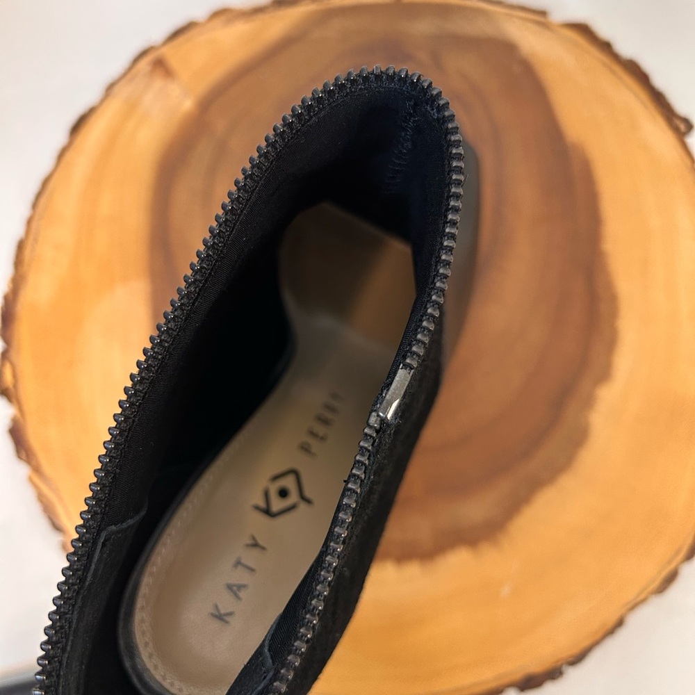 Katy‎ Perry Black Genuine Leather Suede Peep Toe Convertible Boots Women’s 8.5 - Picture 11 of 12